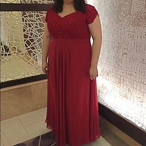 Red Chiffon and Lace Special Occasion Dress